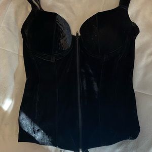 black velvet bustier top